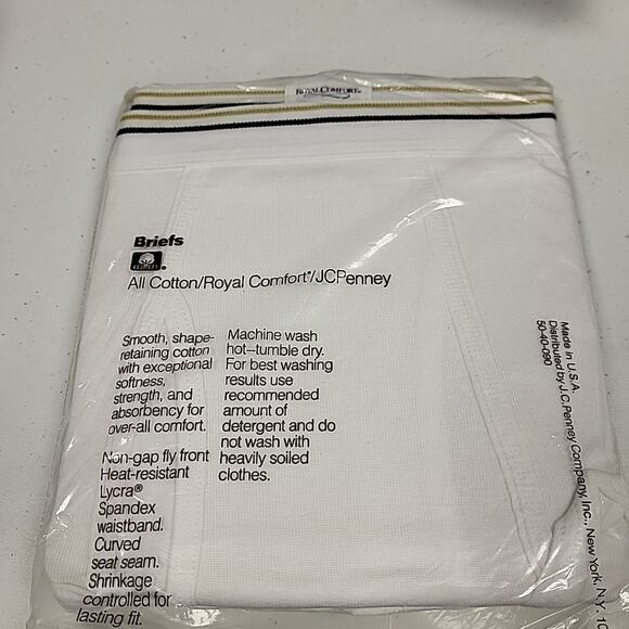 VTG New 1990s JCPenney Royal Comfort Mens Briefs 3 Pair Package Size 34 Made USA - Picture 4 of 7